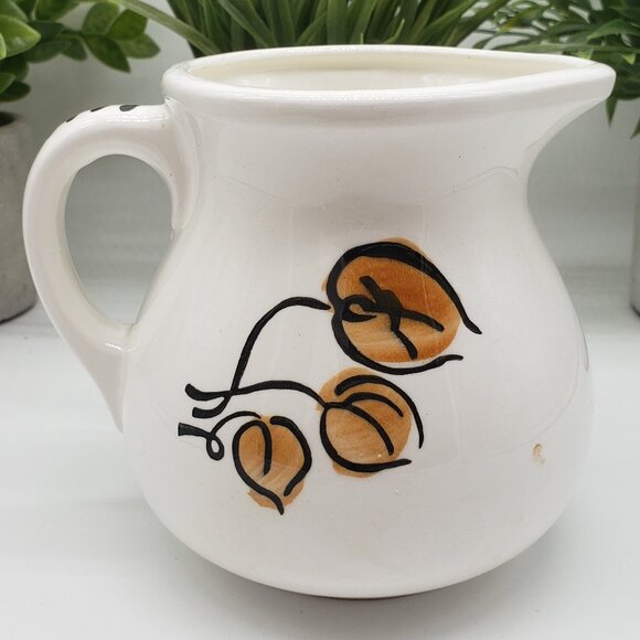 Vintage 1977 Japanese White Yellow Blue Florals Ceramic Pitcher - AS IS - Picture 3 of 10